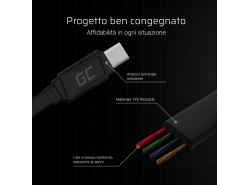 Cavo GCmatte USB-C Piatto 25 cm con supporto di caricamento veloce