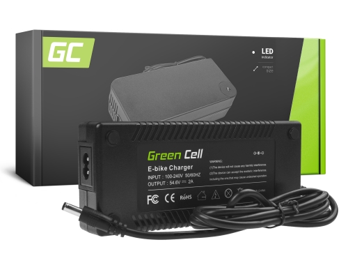 Green Cell® Caricabatteria 54.6V 2A per Bici Elettrica 48V Li-Ion Batteria 5.5*2.1mm Connettore