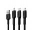 Set 3 cavi USB GC Ray Green Cell - Lightning 120 cm per iPhone, iPad, iPod, LED bianco, ricarica rapida