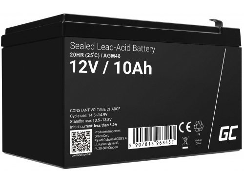 Green Cell® Batteria AGM 12V 10Ah accumulatore sigillata per UPS USV Batteria tampone Riserva la batteria