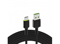 Cavo USB Green Cell GC Ray - USB-C 120 cm, LED verde, ricarica ultra rapida, QC 3.0