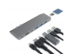 Adattatore HUB Green Cell GC Connect60 8in1 (Thunderbolt 3, USB-C, HDMI, 3x USB 3.0, SD, microSD) per MacBook Pro 13/15 2016-20
