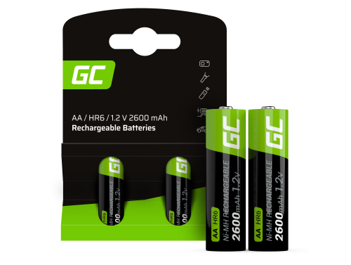 2x Batterie Ricaricabili AA R6 2600mAh Ni-MH Pile Green Cell