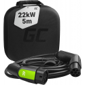 Green Cell Cavo Tipo 2 22kW 5m 32A Trifase per Tesla Model 3/S/X/Y, 500e, e-208, i3, ID.3, ID.4, EV6, E-Tron, IONIQ 5, EQC, ZOE