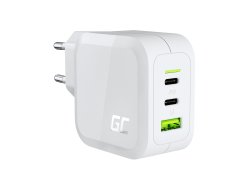 Green Cell Caricabatterie da rete Bianco 65W GaN GC PowerGan per Laptop MacBook Iphone Tablet Nintendo Switch 2x USB-C 1x USB-A