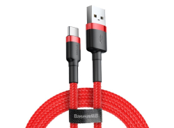 Cavo USB per USB-C Baseus Cafule 2A, Quick Charge 3.0, 200 cm, Trasmissione dati 480 Mb/s, Intrecciatura resistente, rosso