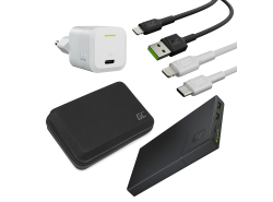 Kit di ricarica rapida per cellulare iPhone. Power Bank + caricatore GaN 33W + cavi USB-C Lightning e USB-A Lightning custodia