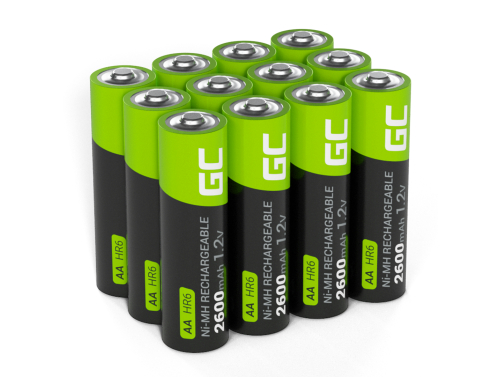 12x Batterie Ricaricabili AA R6 2600mAh Ni-MH Pile Green Cell