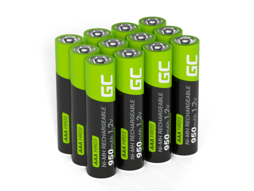 12x Batterie Ricaricabili AAA R3 950mAh Ni-MH Pile Green Cell