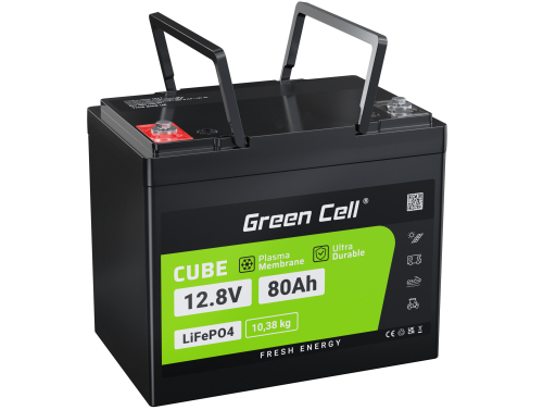 Green Cell® LiFePO4 batteria 12.8V 80Ah 1024Wh LFP al litio 12V BMS per Impianto Fotovoltaico Barca a motore Campeggio Marina