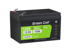 Green Cell® Batteria LiFePO4 12,8V 12Ah 153,6Wh al litio LFP 12V con BMS per Tosaerba Giocattolo per bambini Scooter UPS Roller