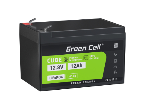 Green Cell® Batteria LiFePO4 12,8V 12Ah 153,6Wh al litio LFP 12V con BMS per Tosaerba Giocattolo per bambini Scooter UPS Roller