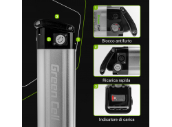Green Cell ® Batteria per Biciclette Elettriche e-Bike 36V 10.4Ah 374Wh