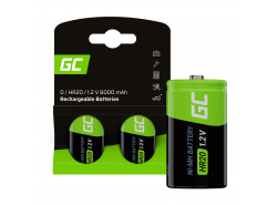 Batteria 2x D R20 HR20 Ni-MH 1.2V 8000mAh Green Cell