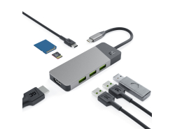 Adattatore HUB GC Connect 7in1 (3xUSB-A 3.1 HDMI 4K 60Hz USB-C PD 85W) per Apple MacBook M1/M2 Lenovo X1, Asus ZenBook - OUTLET