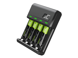 Caricabatterie per Ni-MH AA e AAA Green Cell GC VitalCharger + 4x Batterie Ricaricabili AAA R3 950mAh