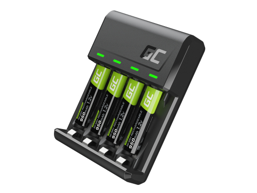Caricabatterie per Ni-MH AA e AAA Green Cell GC VitalCharger + 4x Batterie Ricaricabili AAA R3 950mAh