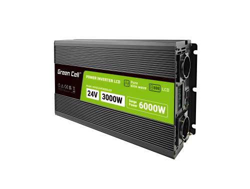 Green Cell Convertitore di tensione PowerInverter LCD 12 V 3000 W/6000 W Onda sinusoidale pura con display