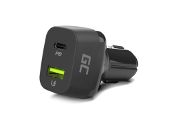Green Cell Caricabatterie da auto 48W Power Delivery con Quick Charge 3.0 - USB-C, USB-A