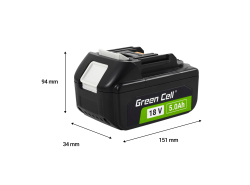 Batteria Green Cell BL1850 per utensili elettrici Makita LXT 18V 5Ah