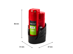 Batteria Green Cell per utensili elettrici Milwaukee M12 12V 3Ah Batteria di ricambio M12 B3 4932451388