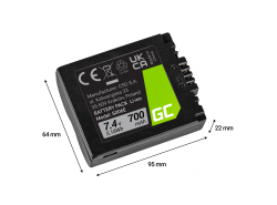 Green Cell ® Batteria DMW-BMA7/CGA-S006 per Panasonic DMC FZ35, FZ7, FZ8, FZ18, FZ30, FZ50 7.4V 700mAh