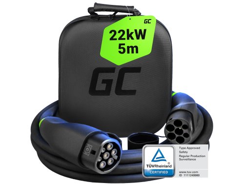 GC Snap Tipo 2 Cavo EV 11kW / 22kW 5m per Tesla Model 3 S X Y, Fiat 500e, Peugeot e-208, Renault ZOE, Smart ForTwo, Kia EV6