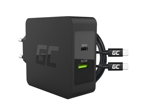 Green Cell 45 W USB-C PD Caricabatterie con cavo USB C e ulteriore Collegamento USB