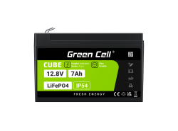 Green Cell CUBE LiFePO4 Batteria 7Ah 12.8V 89.6Wh LFP al litio 12V per UPS, Giocattolo allarme, CCTV Telecomunicazioni