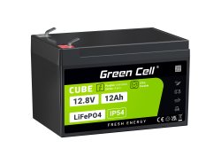 Green Cell CUBE LiFePO4 Batteria 12Ah 12.8V 153.6Wh LFP al litio 12V per Sedie a rotelle, Giocattoli e scooter, Tosaerba