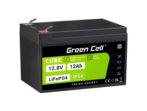 Green Cell CUBE LiFePO4 Batteria 12Ah 12.8V 153.6Wh LFP al litio 12V per Sedie a rotelle, Giocattoli e scooter, Tosaerba