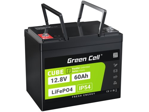 Green Cell CUBE LiFePO4 Batteria 60Ah 12.8V 768Wh LFP al litio 12V per Motori elettrici, Camper, Piattaforme di sollevamento