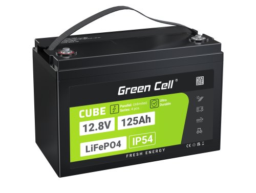 Green Cell CUBE LiFePO4 Batteria 125Ah 12.8V 1600Wh LFP al litio 12V per Camper, Impianto Solare, Sistema off-grid, Imbarcazione