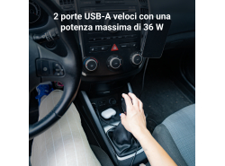 Green Cell Caricabatterie USB per auto PowerRide Nano36, Doppia Porta USB-A, 36W Total Presa