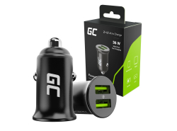 Green Cell Caricabatterie USB per auto PowerRide Nano36, Doppia Porta USB-A, 36W Total Presa, Ultra Charge compatible con iPhone