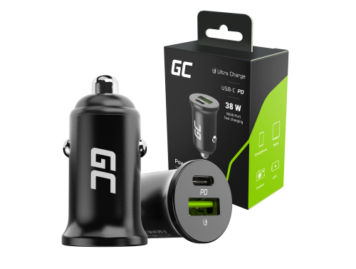 Green Cell Caricabatterie USB-C/USB per auto PowerRide Nano38, 38W Total Presa, PD 3.0 Ricarica rapida