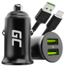 Green Cell Caricabatterie USB PowerRide Nano36, 2x USB-A, 36W con Ultra Charge a ricarica rapida + LED Cavo Lightning 120cm