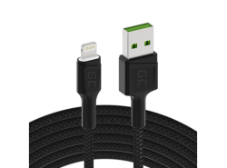 Green Cell Caricabatterie USB PowerRide Nano36, 2x USB-A, 36W con Ultra Charge a ricarica rapida + LED Cavo Lightning 120cm