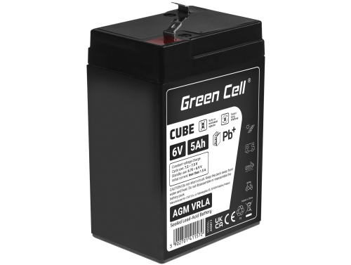 Green Cell CUBE AGM IP54 Batteria 6V 5Ah accumulatore sigillata giocattoli per bambini Installazioni di allarme