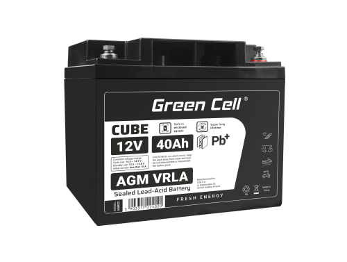 Green Cell CUBE AGM IP54 Batteria 12V 40Ah accumulatore sigillata falciatrice Scooter Peschereccio Trattorino