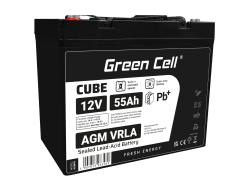 Green Cell CUBE AGM IP54 Batteria 12V 55Ah accumulatore sigillata falciatrice Scooter Peschereccio Trattorino