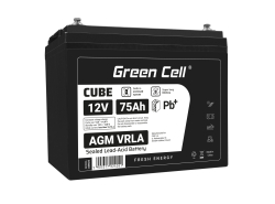 Green Cell CUBE AGM IP54 Batteria 12V 75Ah accumulatore sigillata fotovoltaico Barca sedia a rotelle Solari Camper