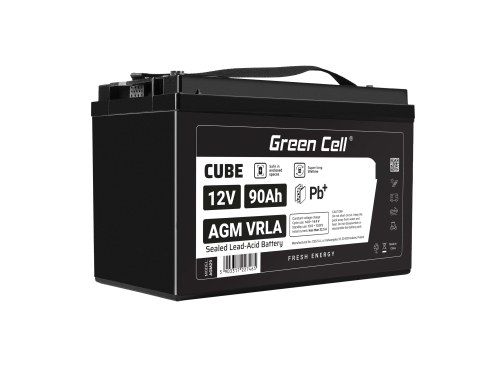 Green Cell CUBE AGM IP54 Batteria 12V 90Ah accumulatore sigillata fotovoltaico Barca sedia a rotelle Solari Camper