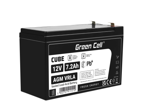 Green Cell® Batteria AGM 12V 7.2Ah accumulatore sigillata giocattoli per bambini Installazioni di allarme