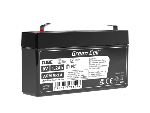 Green Cell® Batteria AGM 12V 1.2Ah accumulatore sigillata giocattoli per bambini Installazioni di allarme