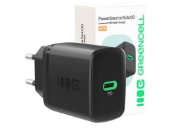 Greencell PowerSource Solo30 Caricatore USB C Nera Caricabatterie 30W Power Delivery