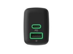 Greencell PowerSource Duo30 Caricatore USB/USB-C Nera Caricabatterie 30W Power Delivery