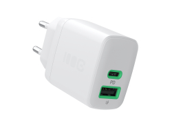 Greencell PowerSource Duo30 Caricatore USB/USB-C Bianco Caricabatterie 30W Power Delivery
