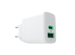 Greencell PowerSource Duo30 Caricatore USB/USB-C Bianco Caricabatterie 30W Power Delivery