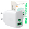 Greencell PowerSource Duo30 Caricatore USB/USB-C Bianco Caricabatterie 30W Power Delivery